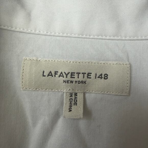 Lafayette 148 New York White Stretch Cotton Straight Shirt Size S - Picture 4 of 6